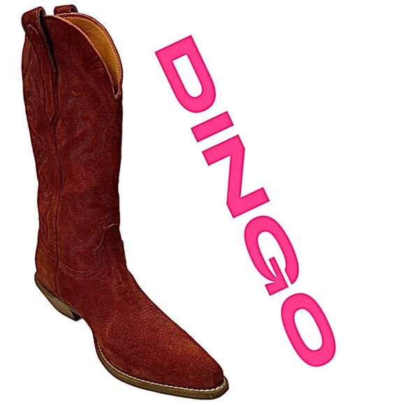 Dingo Ladies Out West Tall Western Boots Cranberry Leather Embroidered 9.5 - Picture 1 of 10